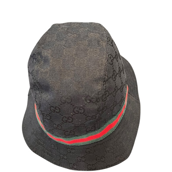 Gucci Black Bucket Hat with Green and Red Stripe - Picture 9 of 9